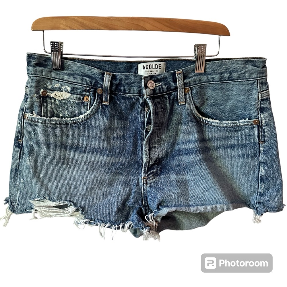 Agolde Parker Cut Off Denim Shorts Distressed Size 30